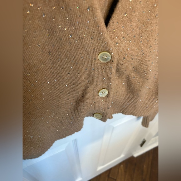 J.Crew Supersoft Sparkle V-Neck Cardigan – Size Medium | Camel - Picture 7 of 12